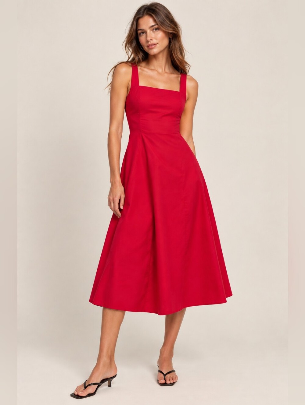 NWT ABERCROMBIE & FITCH Tik Tok Fave MILA Fit Flare Red Midi Dress XL TALL New